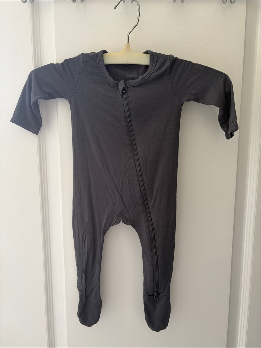 Bamboo Footed One-Piece Zipper Pajama - Charcoal 3-6 months